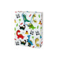 Papperspåse Present Vit Rutig Dinosaurier 32 cm x 26 cm x 10 cm