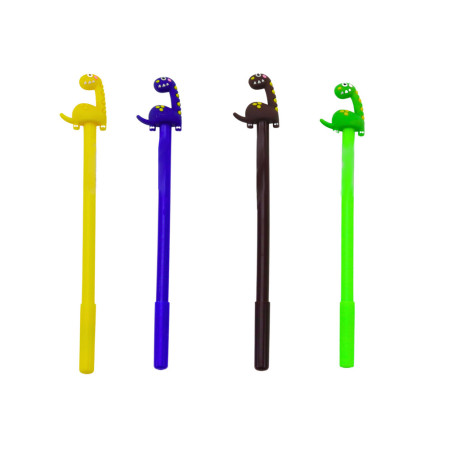 Kulpenna med dinosauriem, svart patron, mix av brun och gul, 0,5 mm.