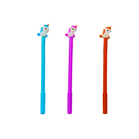 Pennan med enhörning lock Svart bläck Mix Lila Orange 0,5 mm