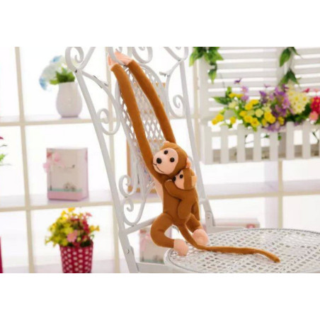 Mascot Plyschapa med barn Mörkbrun 70 cm | HandlaSmidigt.se