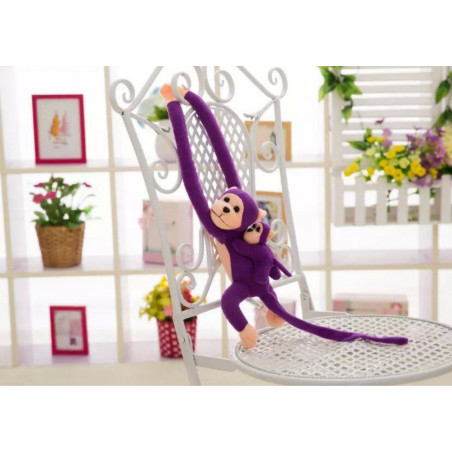 Gosig leksaksapa med lila barn 90 cm | HandlaSmidigt.se