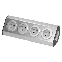 Möbel- und Küchensteckdosen zum Aufkleben 4x2P+Z INOX.