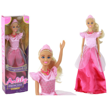 Docka för barn Anlily Prinsessa Långt Blondt Hår Tiara Rosa Klänning