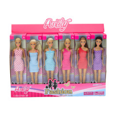 Docka för barn Anlily i klänning Långt hår 6 mönster