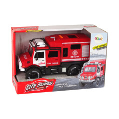 Terrängfordon Brandkåren Röd Öppnade Dörrar Ljud Ljus