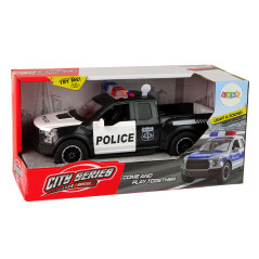 Terrängfordon Polis Svart Öppningsbara Dörrar Ljud Ljus