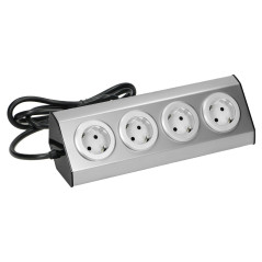 Möbeluttag, köksmonterad med kardborreband 4x2P+Z schuko, INOX med 1,5m kabel. | HandlaSmidigt.se