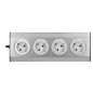 Möbeluttag, köksmonterad med kardborreband 4x2P+Z schuko, INOX med 1,5m kabel.