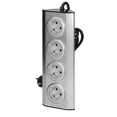 Möbeluttag, köksmonterad med kardborreband 4x2P+Z schuko, INOX med 1,5m kabel. | HandlaSmidigt.se