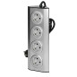 Möbeluttag, köksmonterad med kardborreband 4x2P+Z schuko, INOX med 1,5m kabel.