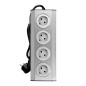 Möbeluttag, köksmonterad med kardborreband 4x2P+Z schuko, INOX med 1,5m kabel.