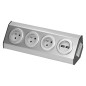 Möbeluttag, köksmonterad med kardborreband, med USB-laddare - 3x2P+Z, 2xUSB, INOX.