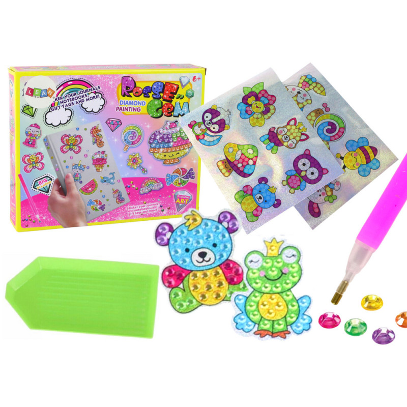 Set med diamanter för att klistra på DIY-djur Färgglada klistermärken