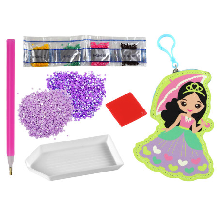 Pärlor att klistra på set DIY Prinsessnyckelring Ficka