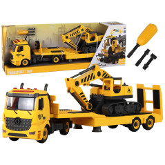 Bärgningsbil med hopfällbar bandgrävare Ljud Ljus DIY Gul