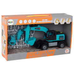 Grävmaskin DIY Blå Byggnadsfordon Borr Greppare