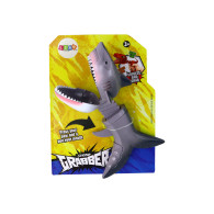 Bitande leksak, hajfångare, fjäder, grå