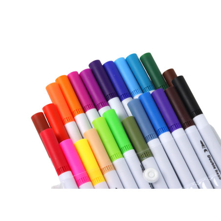 Set med 24 dubbelsidiga pennor i olika färger med förvaring