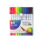 Set med 24 dubbelsidiga pennor i olika färger med förvaring