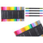 Set med dubbelsidiga pennor 48 stycken i olika färger med organisatör.