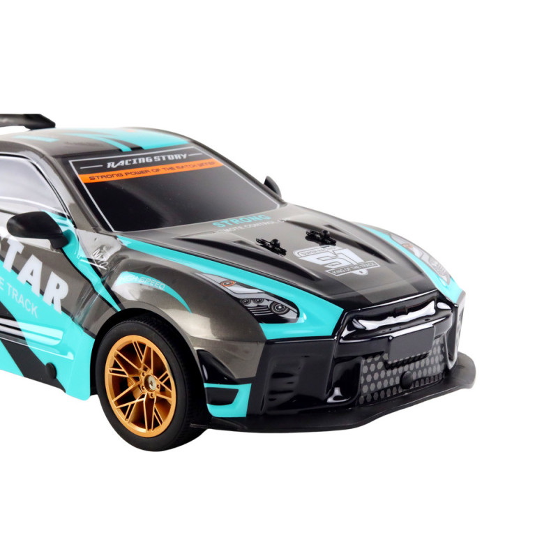 Stor Radiostyrd Sportbil 1:10 Turkos-Svart