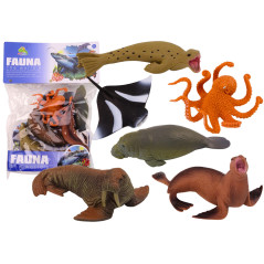 Set med marina djurfigurer - säl, bläckfisk, 6 stycken. | HandlaSmidigt.se