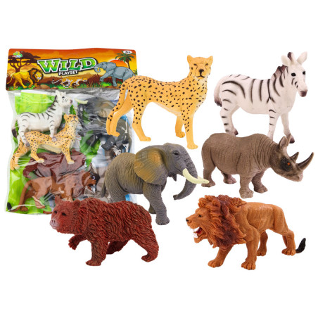 Set av vilda djur figurer 6 stycken Elefant Lejon Noshörning | HandlaSmidigt.se