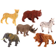 Set av vilda djur figurer 6 stycken Elefant Lejon Noshörning