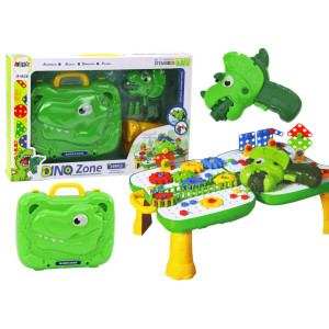 Walizka Stolik Zestaw DIY Układanka Klocki Dinozaur Wkrętarka 249 ele.