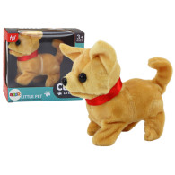 Interaktivt plyschhund som går och skäller, beige.