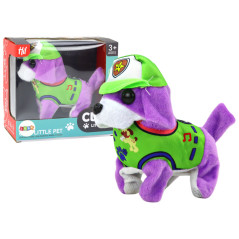 Interaktivt plyschhund som går och skäller lila