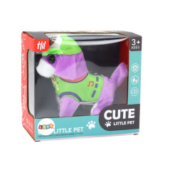 Interaktivt plyschhund som går och skäller lila