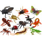 Set med 12 insektsfigurer Nyckelpiga Spindel Fluga