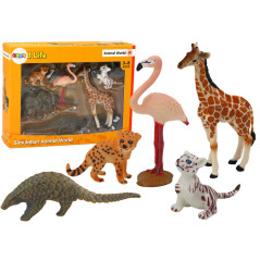 Set av djurfigurer Giraff Flamingo Elefant Tiger | HandlaSmidigt.se