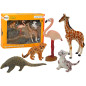 Set av djurfigurer Giraff Flamingo Elefant Tiger