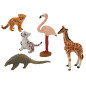 Set av djurfigurer Giraff Flamingo Elefant Tiger