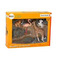 Set av djurfigurer Giraff Flamingo Elefant Tiger | HandlaSmidigt.se