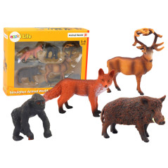 Set av skogsdjur figurer: hjort, vildsvin, räv, gorilla. | HandlaSmidigt.se