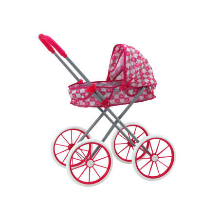 Dockvagn för dockor Stora hjul Hopfällbar Rosa Hjärtan