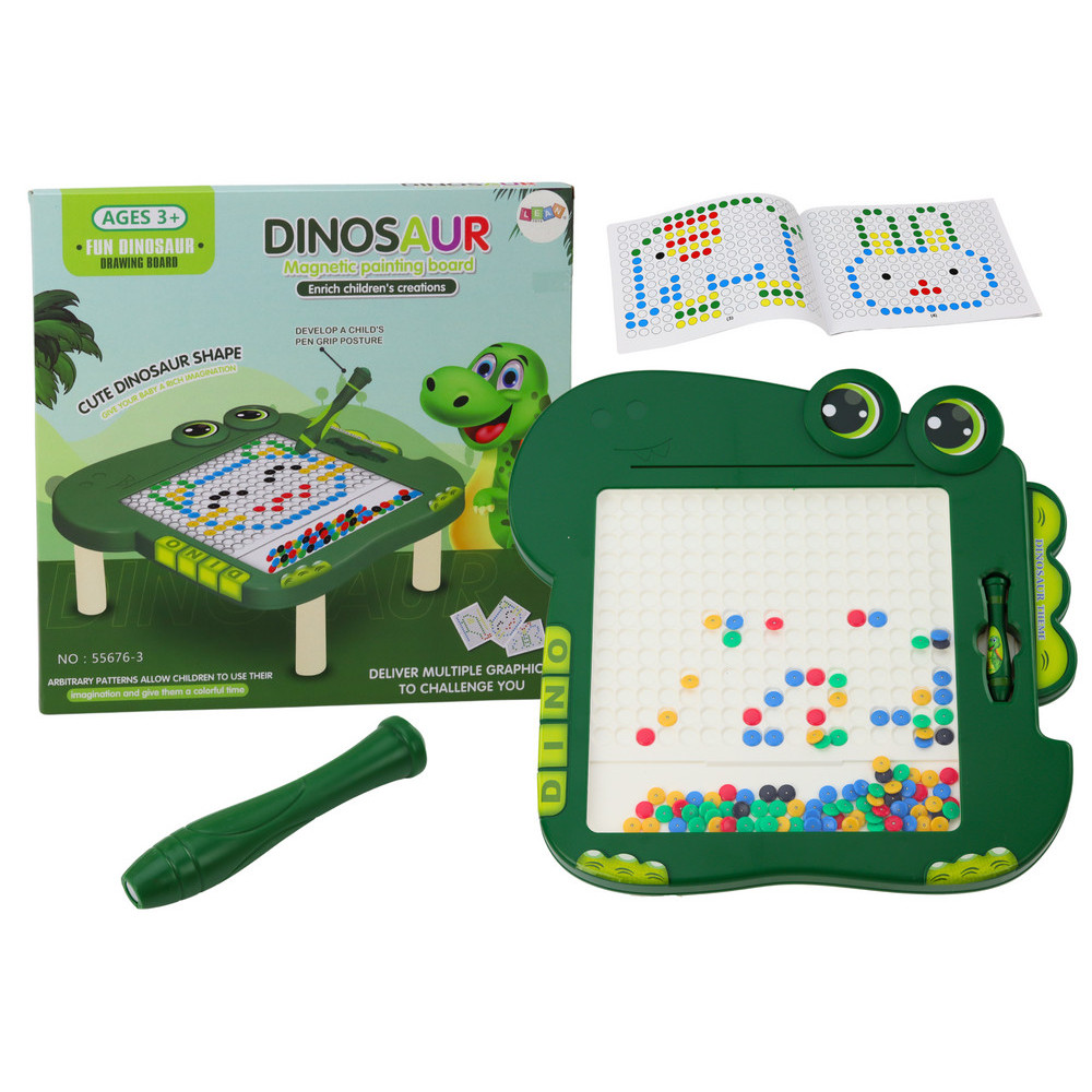 Tablica Magnetyczna Edukacyjna Dinozaur Pad Układanka Zielona Koraliki