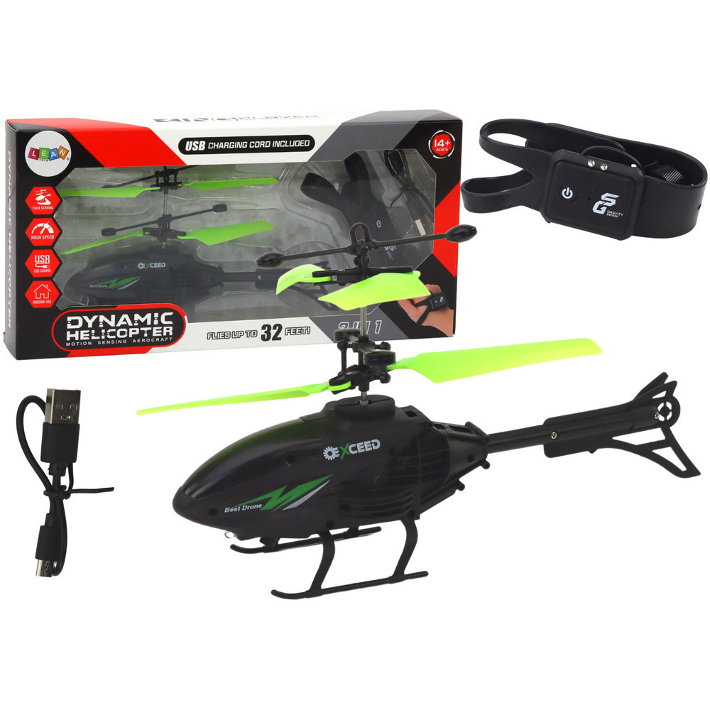 Helikopter styrd med handband svart-grön