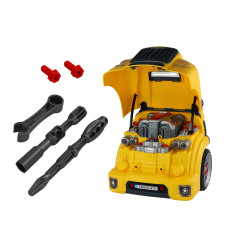 Verkstad Motor Buss För Att Demontera Fixarsats Gul Buss