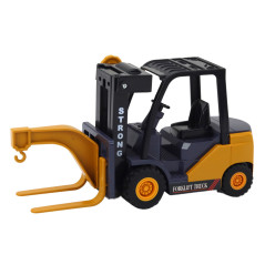 Gaffeltruck med justerbart krokodilgrip, friktionsdrift, gul.