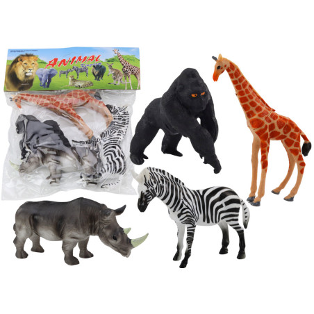 Set med fyra afrikanska djurfigurer: giraff, gorilla. | HandlaSmidigt.se
