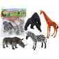 Set med fyra afrikanska djurfigurer: giraff, gorilla.