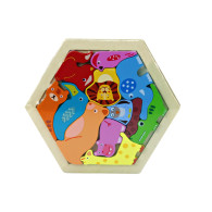 Puzzle Układanka Zwierzątka Klocki Drewniane Kolorowe 12 ele.