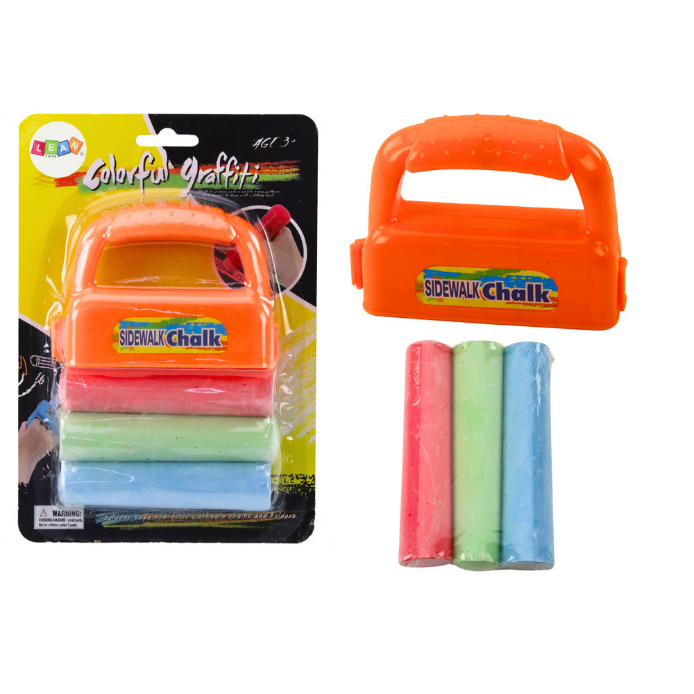 Set med Krita med Handtag Tjock Trottoarkrita Orange 3 st