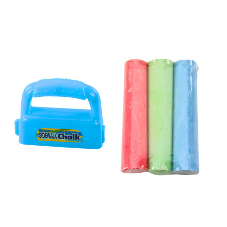 Set med hållare tjock trottoarkrita blå 3 st