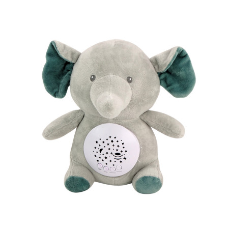 Nalle Elefant Somnande Ljusmelodier Stjärnprojektor Grå