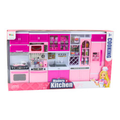 Kökssats för Dockor Kylskåp Spis Tillbehör Rosa